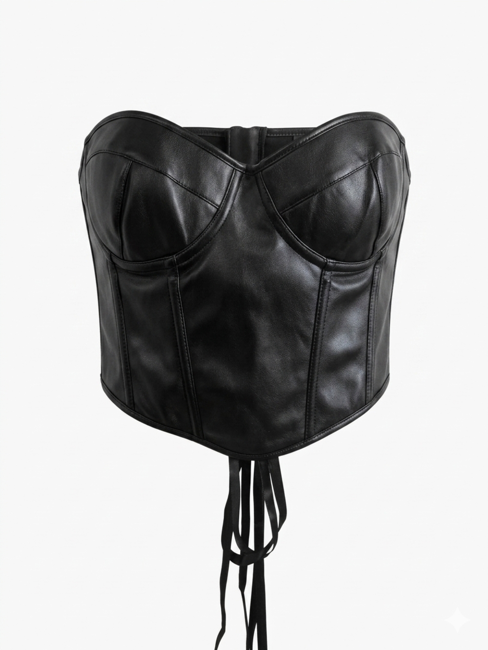 Black Faux Leather Bustier Corset Top